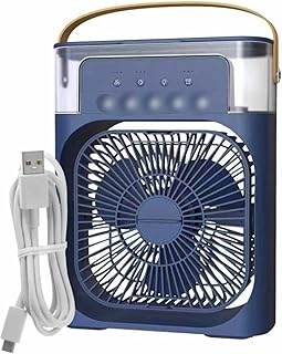 Hemu Enterprise Portable Mini Air Cooler with Mist Fan, 600ml Water Tank, 3 Speed Settings, LED Light, Timer, USB Powered Price In India