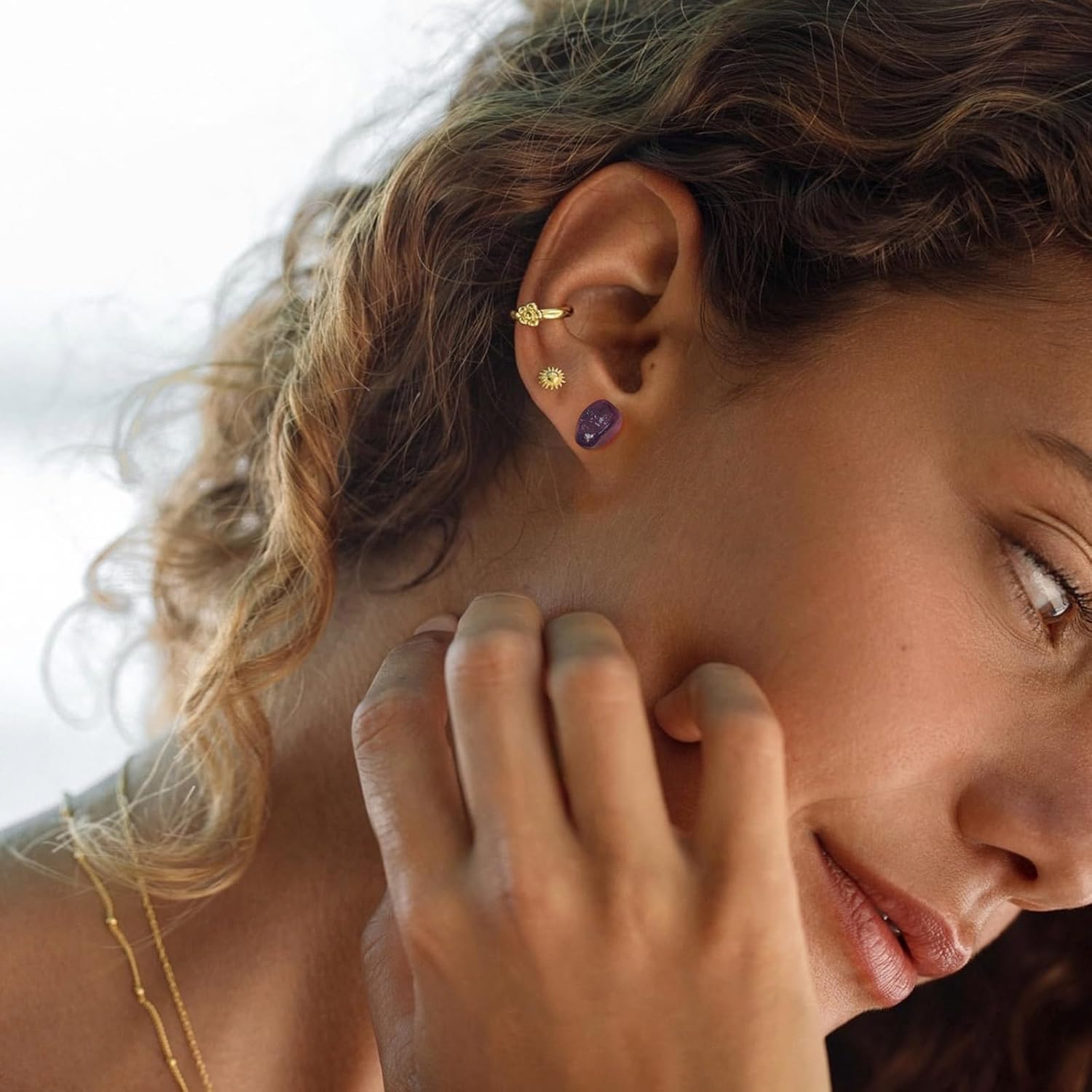 Turquoise Earrings, Natural Raw Turquoise Stud Earring with Stainless Steel Post, Handmade Turquoise Jewelry for Women Fashion Accessories - Image 3