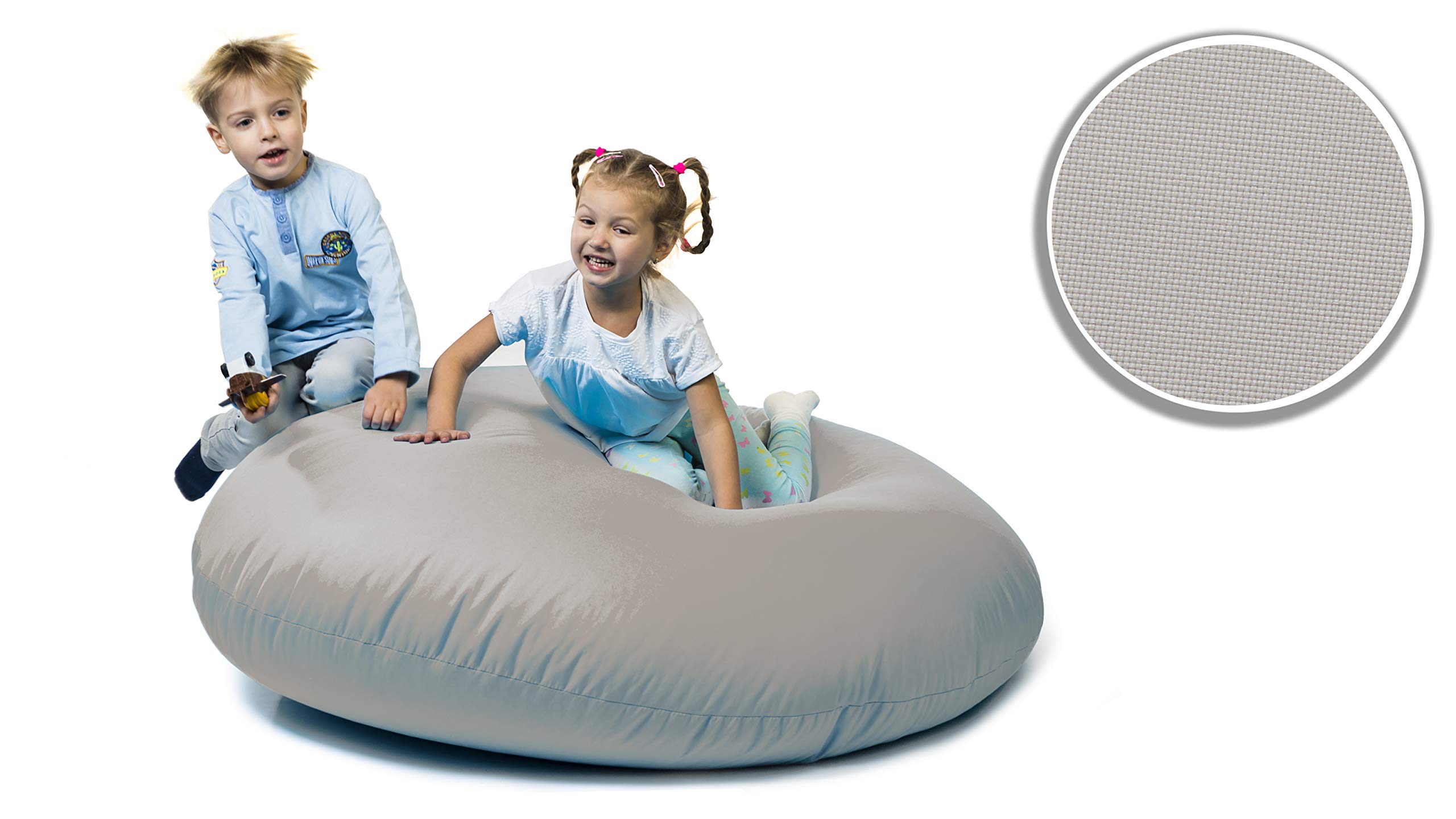sunnypillow Worek do siedzenia XXXL z wypełnieniem ze styropianu, średnica 145 cm, funkcja 2 w 1, do siedzenia i leżenia, na zewnątrz i wewnątrz, dla dzieci i dorosłych, wiele kolorów i rozmiarów do wyboru, szary