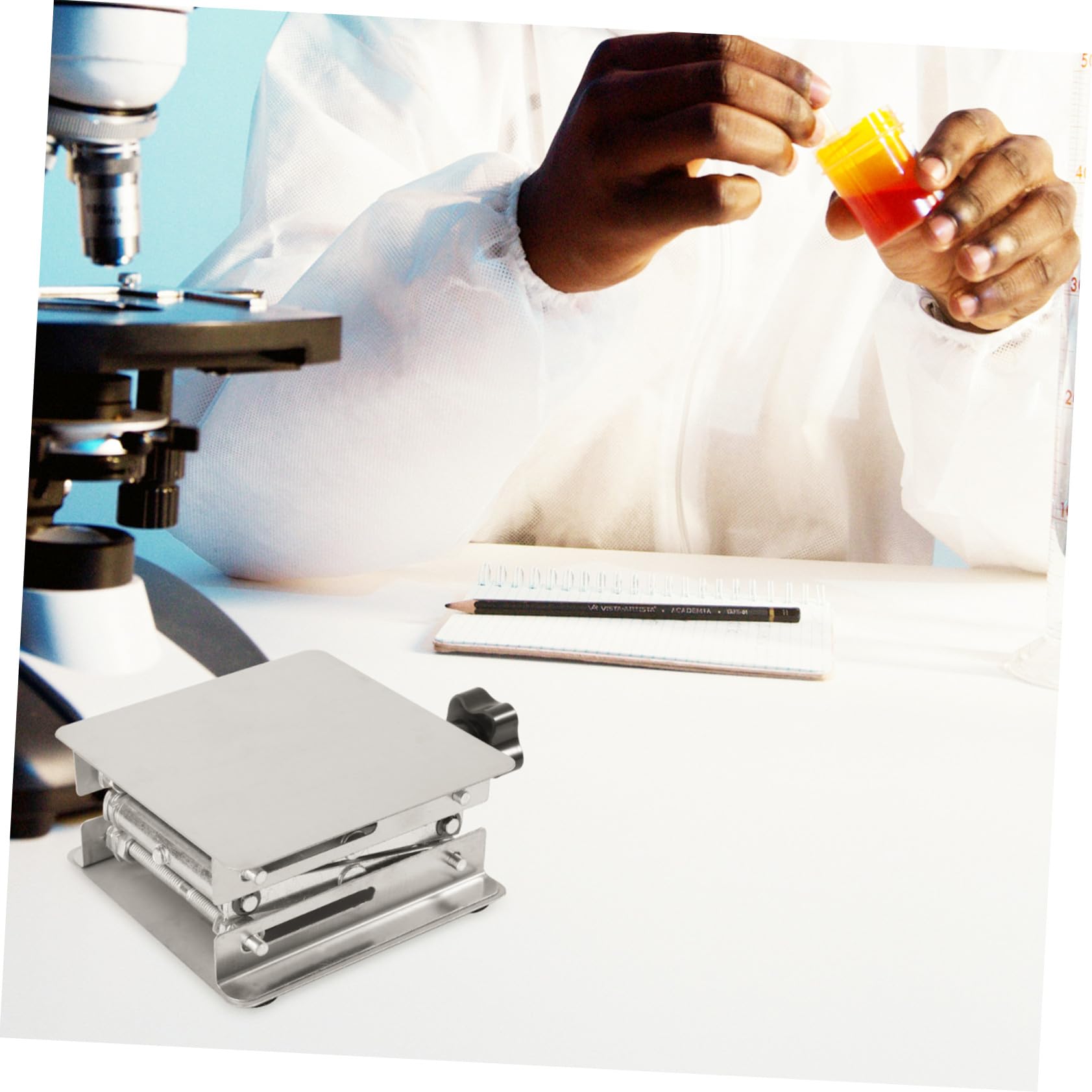 Piattaforma Elevatrice in Acciaio Inox per Laboratorio Supporto per Strumenti e Contenitori Sollevatore Jack Robusto e Pratico per Esperimenti Fisici e Biologici