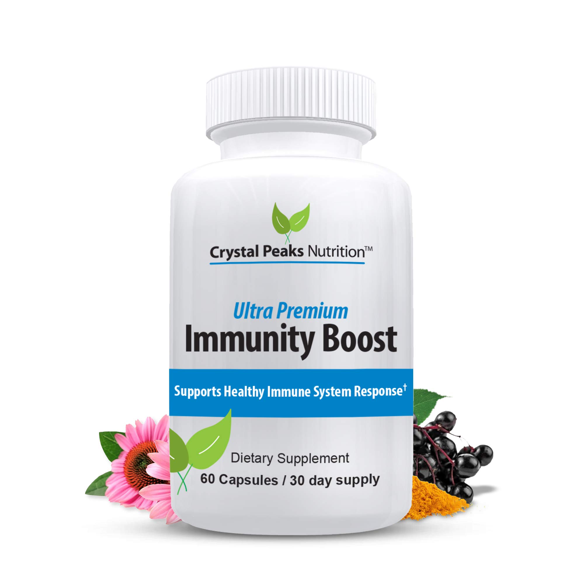Immune Support Capsules with Elderberry, Vitamin C, Echinacea, Garlic, Zinc, Turmeric, and More for Adult Men and Women - Easy-to-Swallow Immune