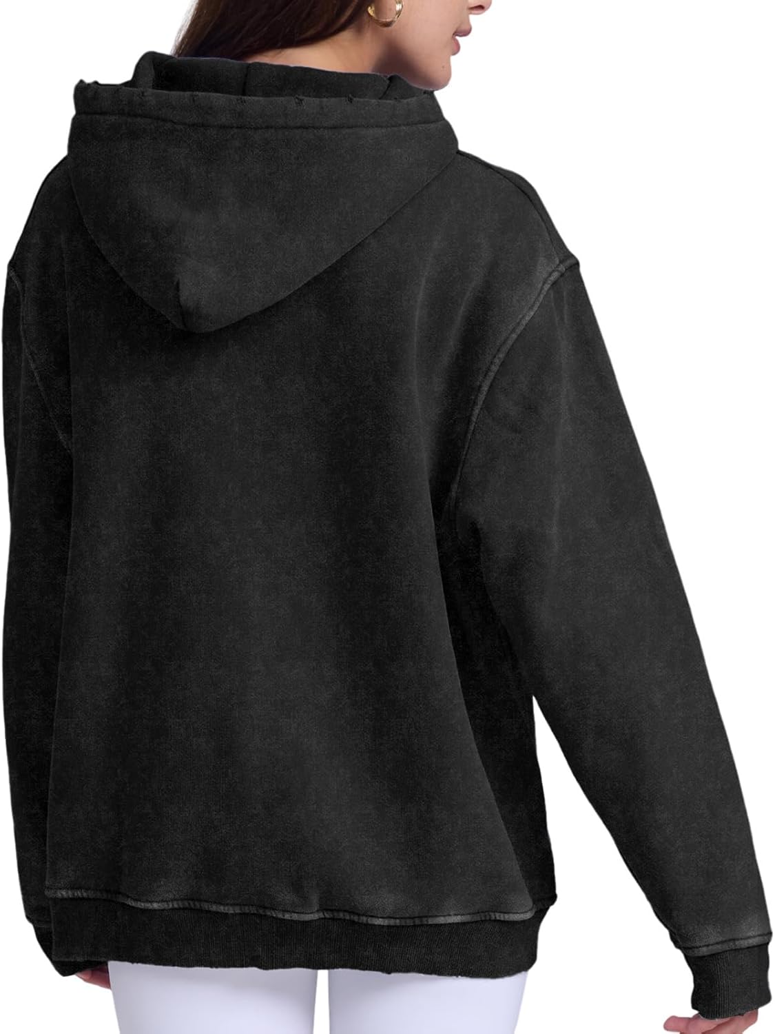 FAIABLE Womens Oversized Acid Wash Hoodie Unisex Heavyweight Cotton Hoodies Fleece Vintage Washed Sweatshirt Women Men - Image 4