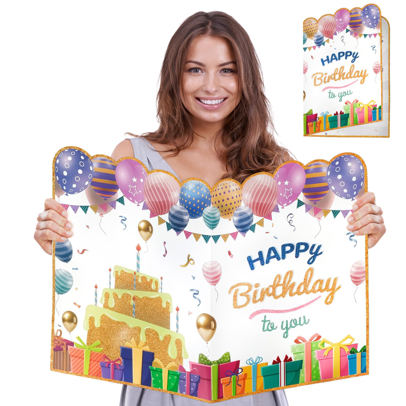 15.7x22 inch Jumbo Birthday Card With Envelope Colorful Giant Guest Book Birthday Party Decorations Large Happy Birthday Card Big Birthday Greeting Card Signing Guestbook