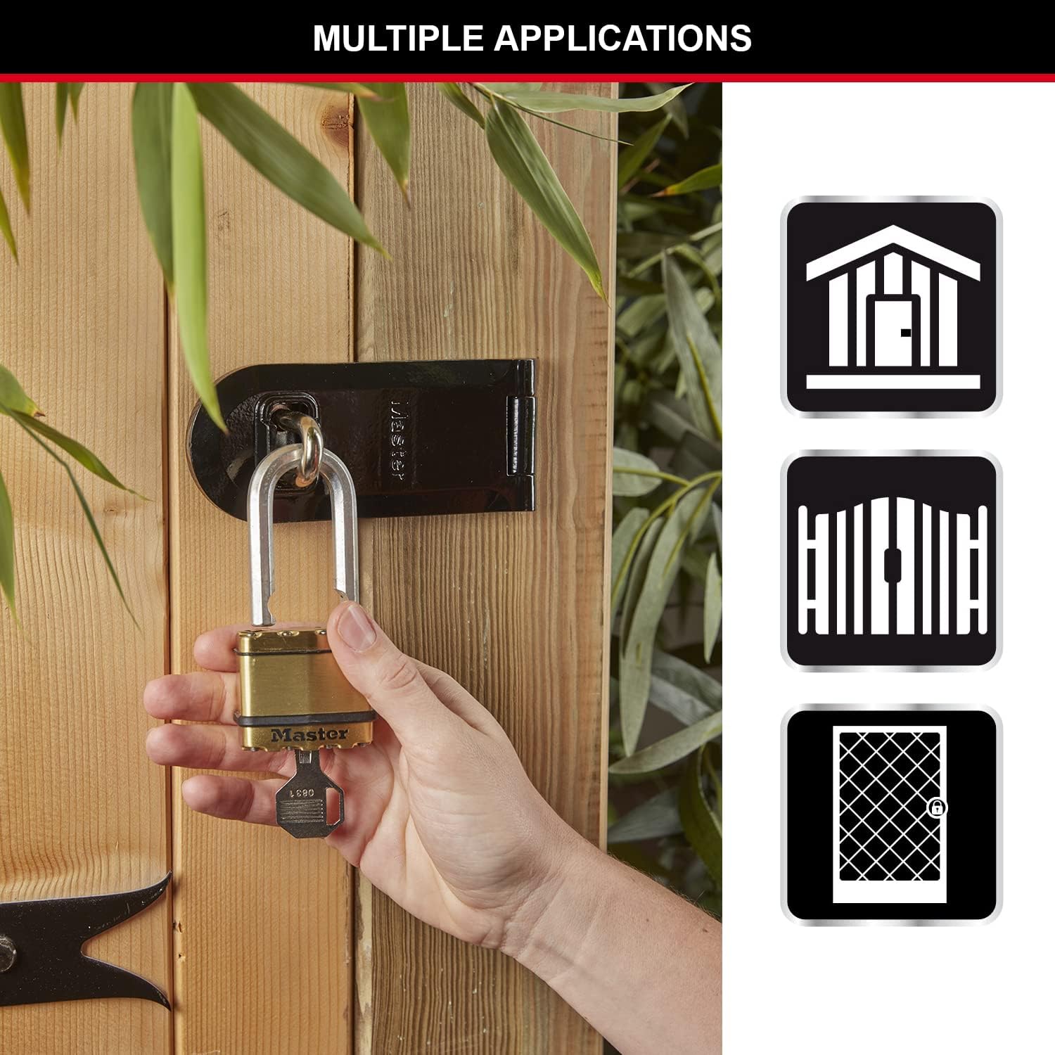 Master Lock Heavy Duty Padlock [Key] [Laminated Steel / Brass Finish] [Weatherproof] [Medium Shackle] M5BEURTLF - Best Used for Storage Units, Sheds, Garages, Fences