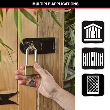 MASTER LOCK Pack of 2 Very High Security Padlocks, Security Level 9/10, Outdoor, Keyed, Laminated Steel, Weatherproof, Medium Shackle