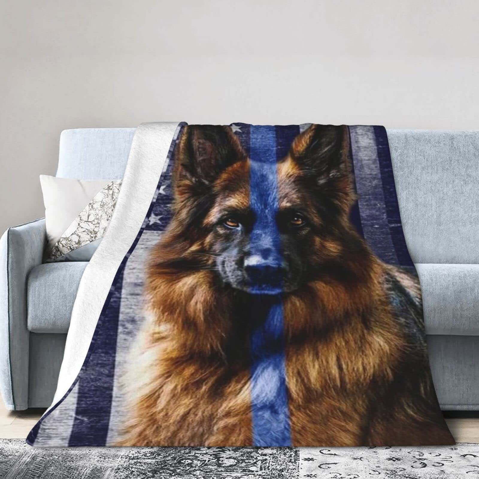 Lsjuee Christmas Flannel Fleece Blanket 50"X40"an Shepherd Back The Blue Bed Throw Blanket Quality Ultra-Soft Travel Winter Blankets for Boys Keep Warm
