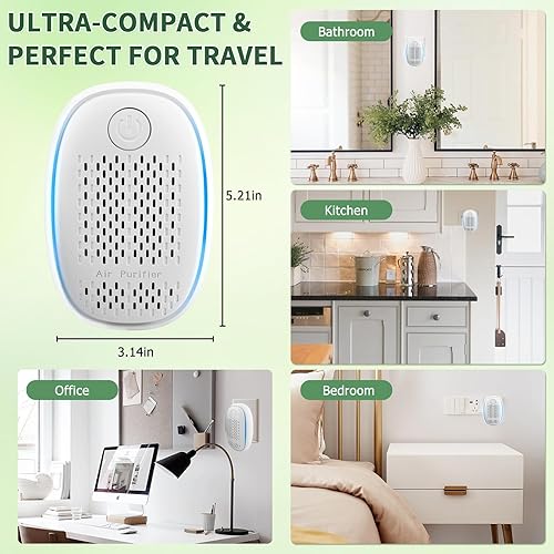 Miniatura 6 de Filtro HEPA de ionizadores de airepurificador de aire enchufable para el hogar, sistema de filtración de iones negativos para baño, dormitorio,