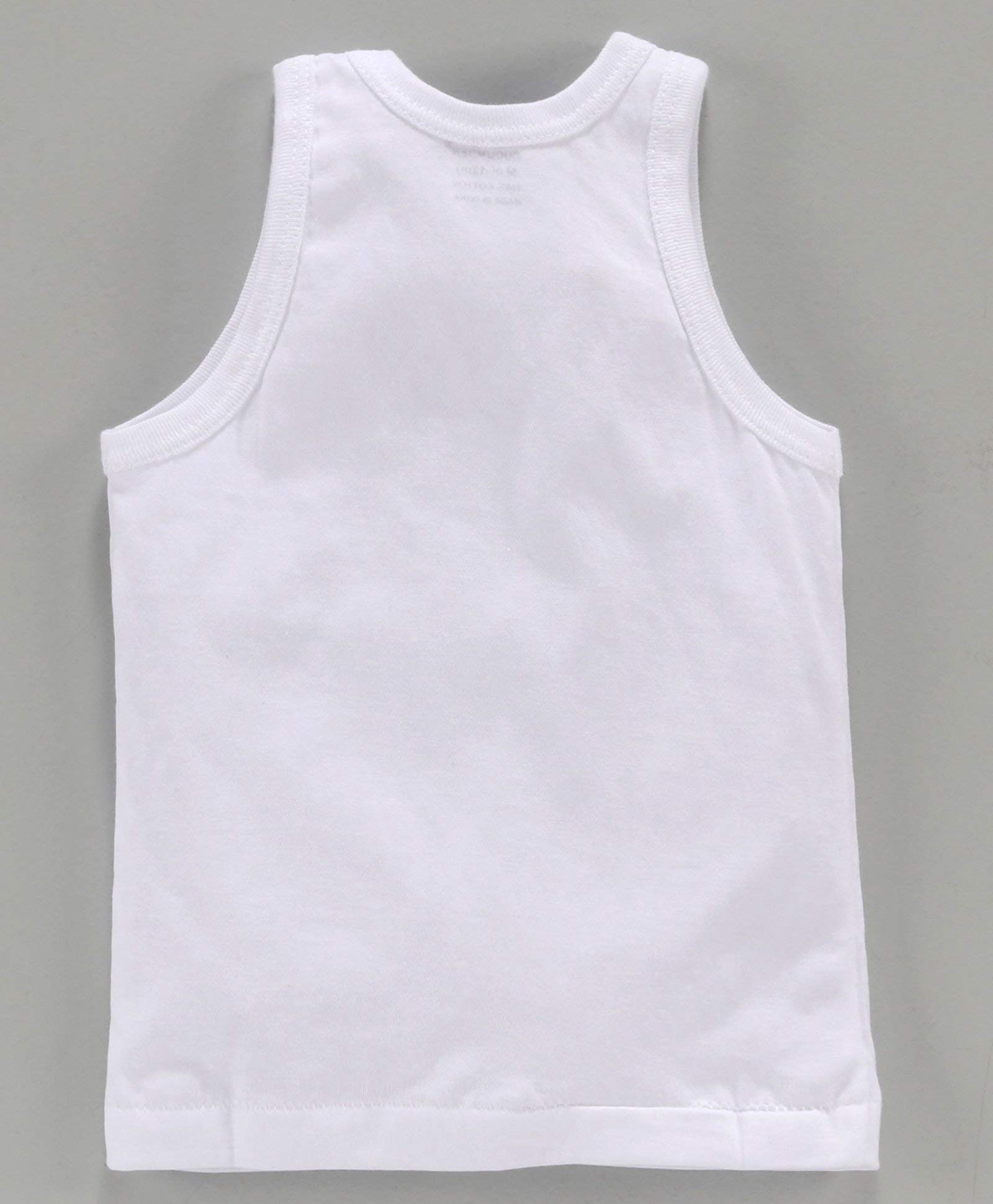 Baba & Baby Cotton Printed Vest baniyan for Baby Summer wear Sleeveless for Kids (12 Months-18 Months, White Pack of 3) 2