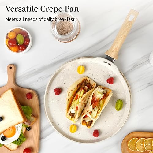 Miniatura 34 de Innerwell Sartén antiadherente para crepes, sartén plana con revestimiento de granito para tortilla Dosa Tawa, sartén para tortillas de 10 pulgadas