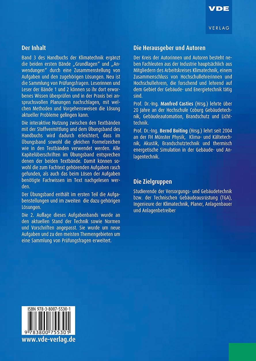 Handbuch der Klimatechnik: Band 3: Aufgaben, Prüfungsfragen, Lösungen