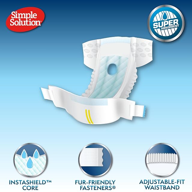 Foto 2 de 8 de Simple Solution Desechables Pañales para Perros Hembra, Ajuste Super Absorbente a Prueba de Fugas