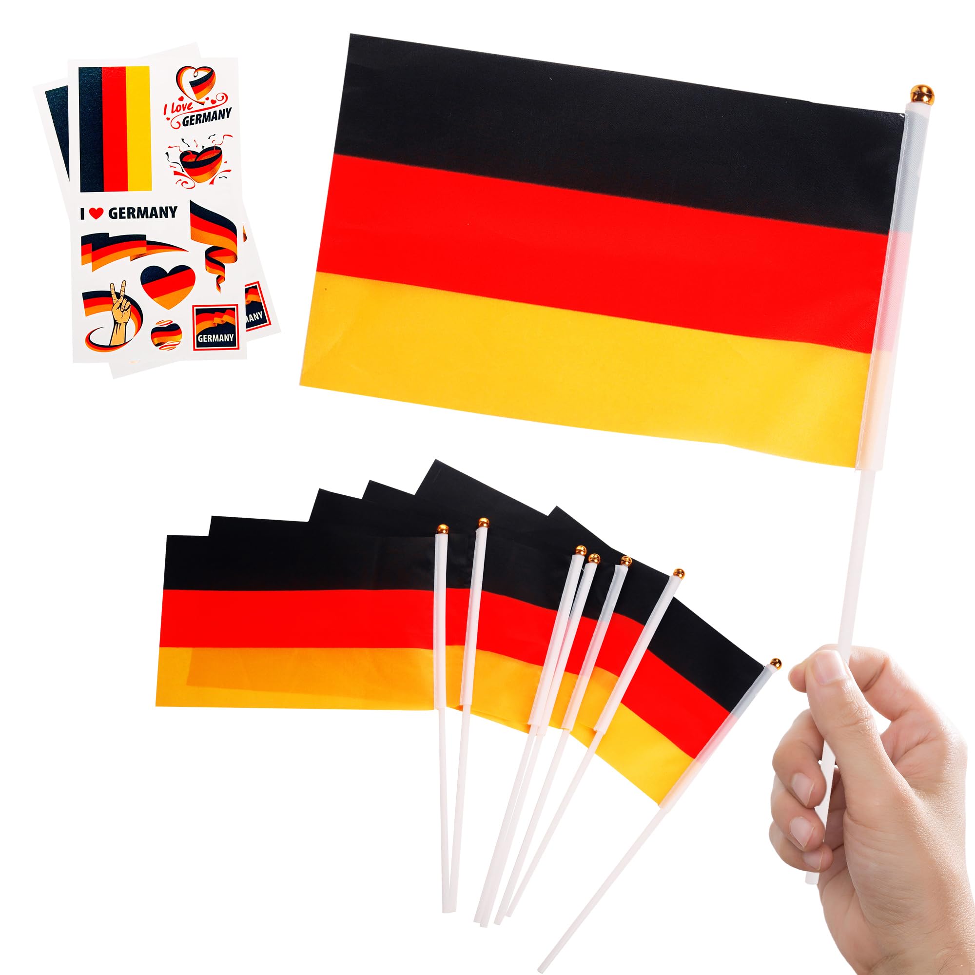 10pcs Mini Germany Flags on Sticks & 2pcs Tattoos