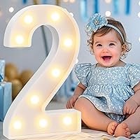 Vista 50 de Pooqla Letras y Números Decorativos con Luces LED, Letras y Números de Neón de Plástico Blanco para Decoración de Fiestas, Bodas, Funciona