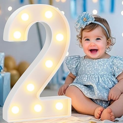 Miniatura 50 de Pooqla Números iluminados de 2.4 pies, números de marquesina de 2.4 pies de alto, decoración de fiesta para ella y él, cartel grande de mosaico