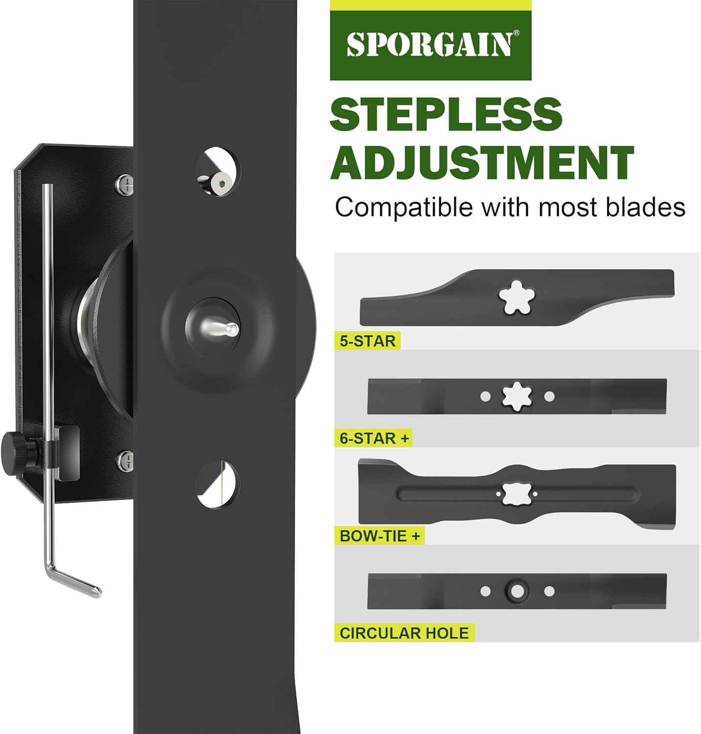 SporGain [Update] Lawn Mower Blade Balancer, High Precision with Magnetic for Adjustable Blade Holder, Wall Mounted Blade Balancing Tool, Black