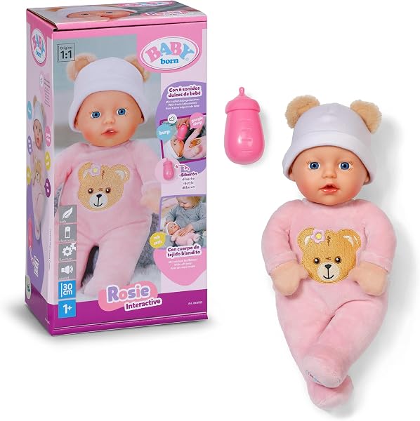 BABY born Rosie Interactive 30 cm, Poupon avec 6 Fonctions sonores