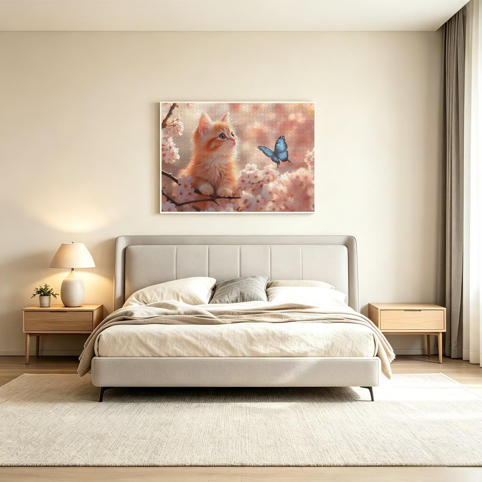 Puzzle dla dorosłych 2000, kot kwiat wiśni, 99 x 70 cm, n-522