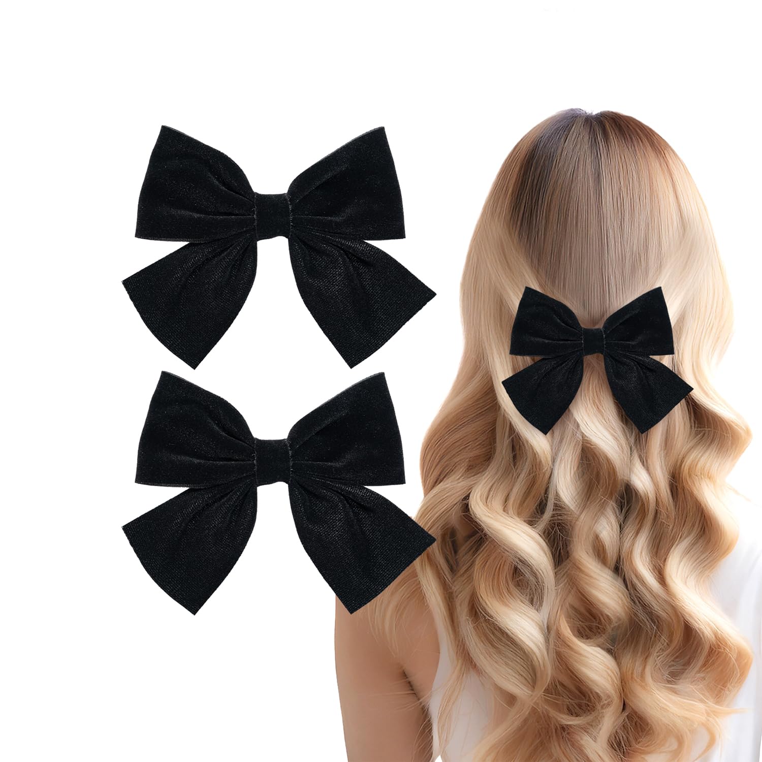 Amazon | [FURESEA] ベロア リボン バレッタ ヘアアクセサリー 髪飾り