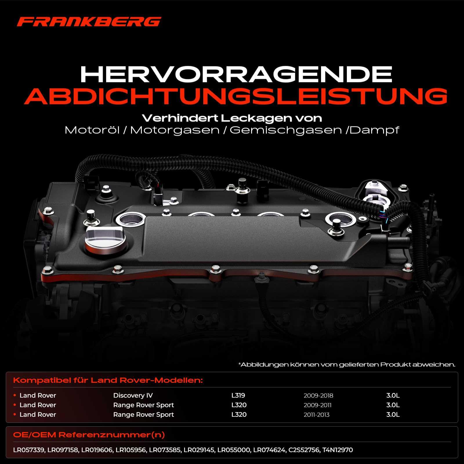 APM Autoteile Pokrywa zaworu pokrywa głowicy cylindra przód lewa do kompatybilny z Discovery IV Range Rover Sport 3.0L 2009-2016 LR073585