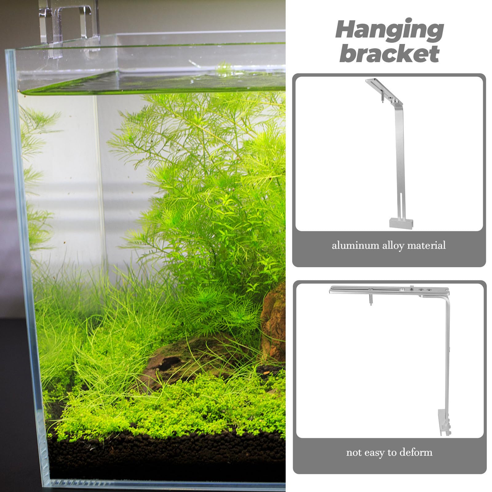 Supporto Singolo di Lega Acquario Lampada per Alluminio e Argento Braccio, Materiale Resistente Durevole Accessori Illuminazione