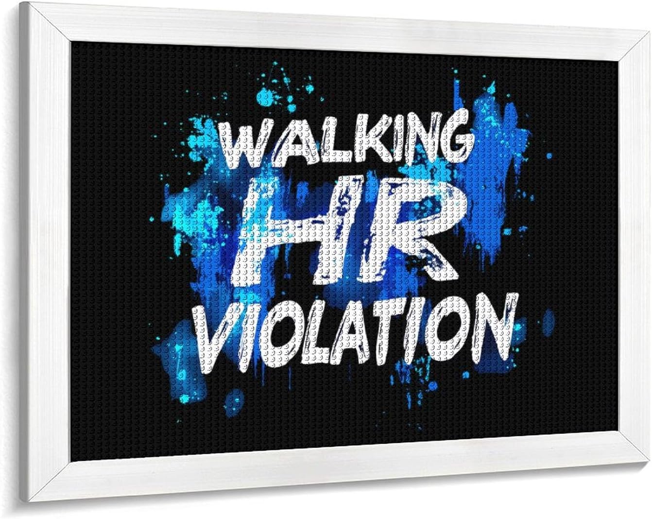 Walking HR Violation Printed Diamond 5D Painting Kit 16x20in DIY Full Drill Craft with Tools for Home Wall Decor Gift White Wood 50 * 40cm