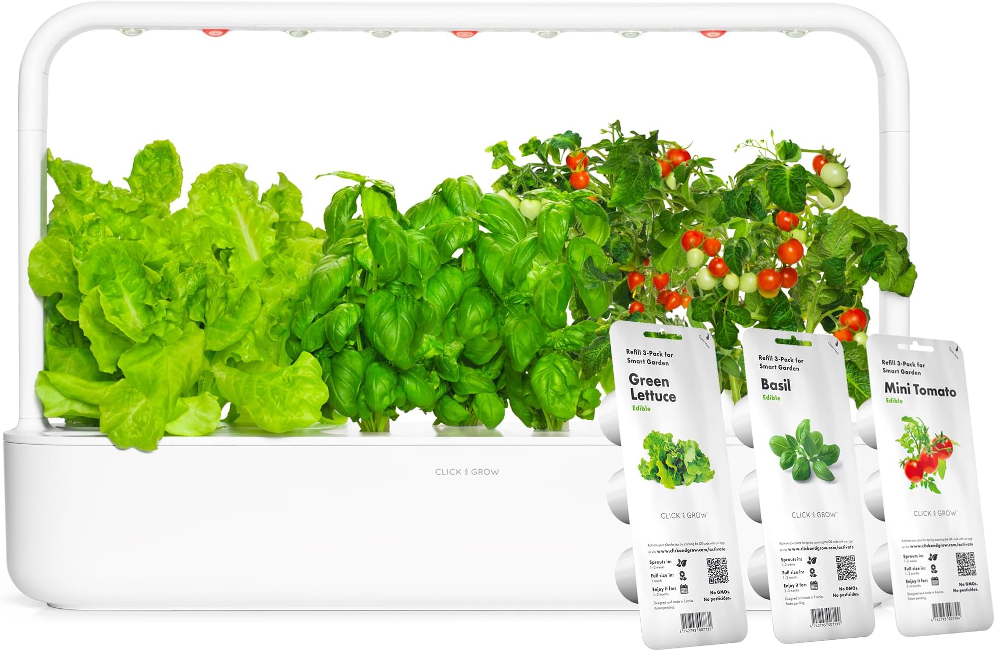 Click and Grow & Indoor Herb Garden Kit with Light | Easier than Hydroponics ing System | Smart Garden for Home Kitchen Windowsill | Vegetable & Herb Garden Starter Kit with 9 plant pods, White