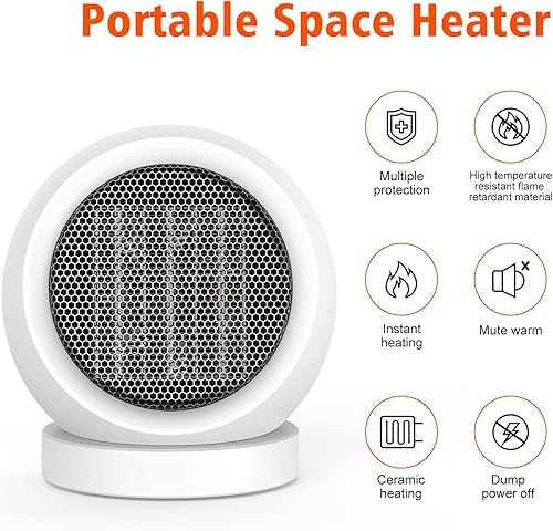 Miniatura 3 de Calentador de escritorio, calentador de escritorio de 600 W de eficiencia energética para uso en interiores, seguro y silencioso para dormitorio,