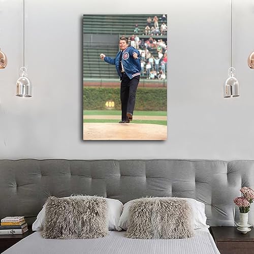 Miniatura 7 de Ronald Reagan's First Pitch at Wrigley Field in 1988 Poster Decorative Painting Canvas Wall Art Living Room Posters Bedroom Painting