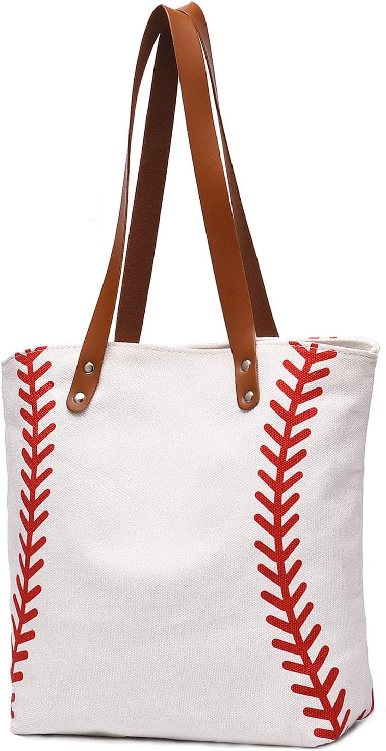 Large Baseball Tote Bag Sports Printing Utility Top Handle Shoulder Bag Canvas Sport Travel Beach for Women Gifts - Image 8