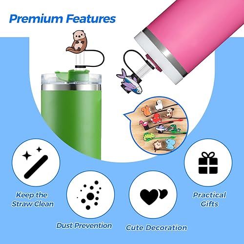 Miniatura 3 de 9 fundas de paja Stanley de flores de 0.354-0.394 in, tapas de popote reutilizables para vasos Stanley de 3040 onzas, adornos de paja impermeables