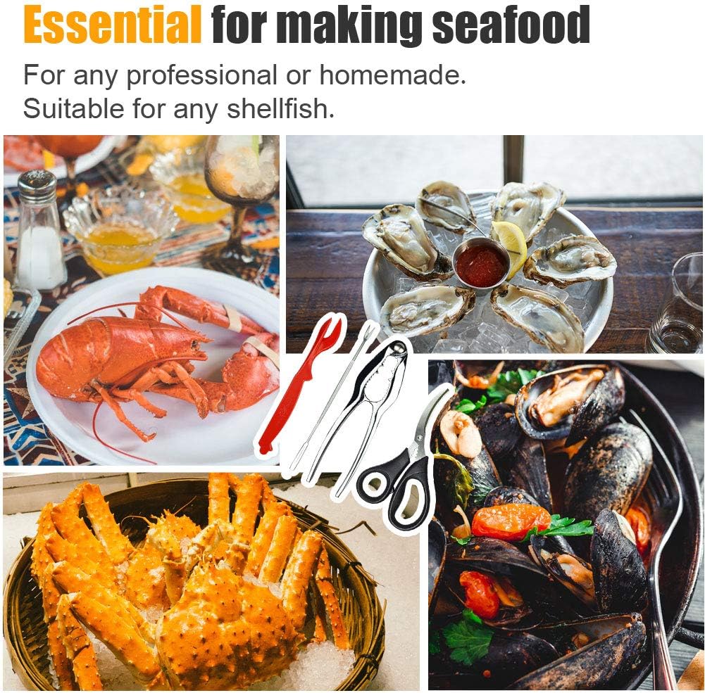 FrSara 20-Piece Lobster Crackers, Crab Crackers and Tools Includ 6 Crab Crackers, 6 Lobster Shellers, 6 Crab Leg Forks, 1 Seafood Scissor and a Storage Bag. Also be a Nutcracker Tool. : Everything Else