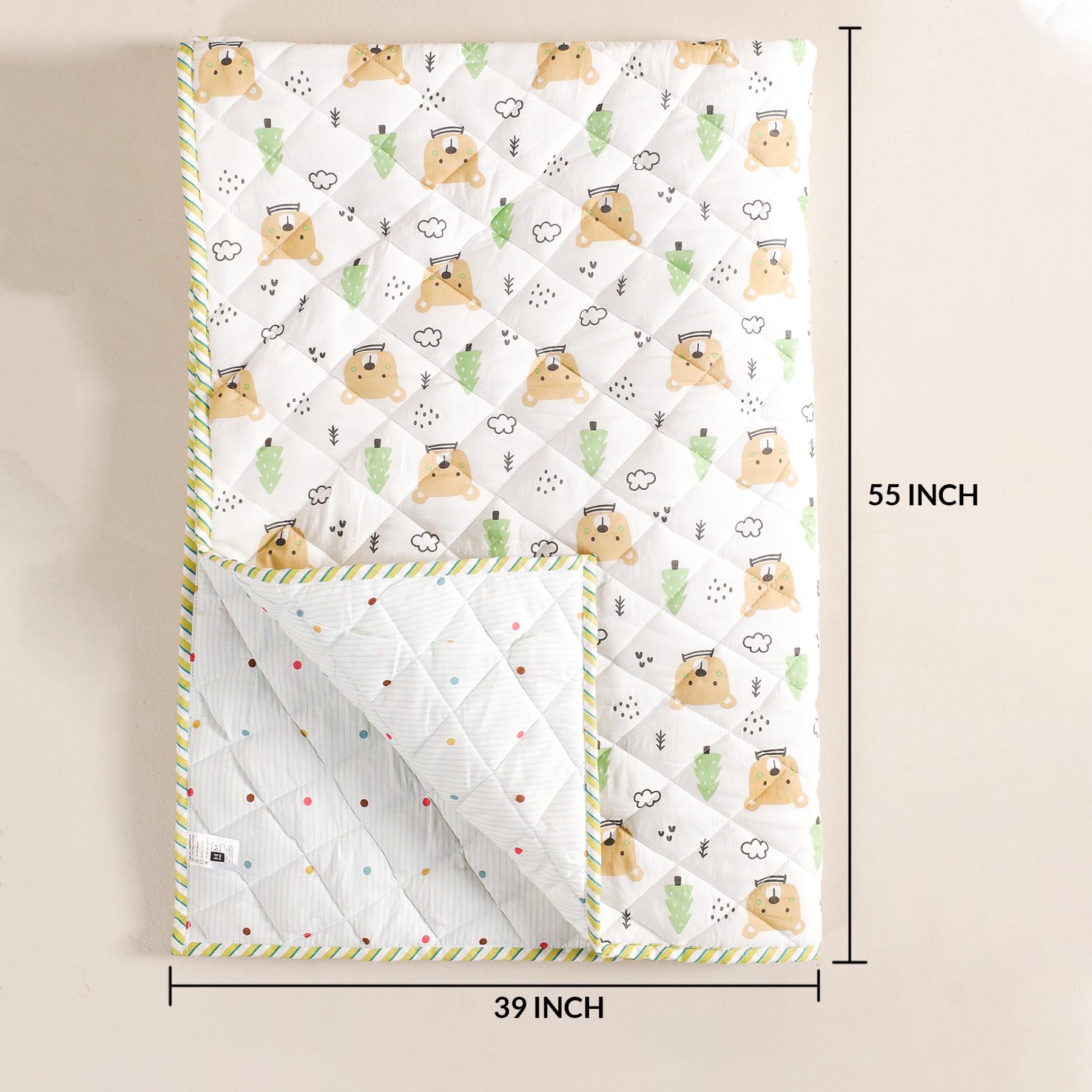 HOMEMONDE Kids Blanket - Soft Cotton Reversible Bear -3