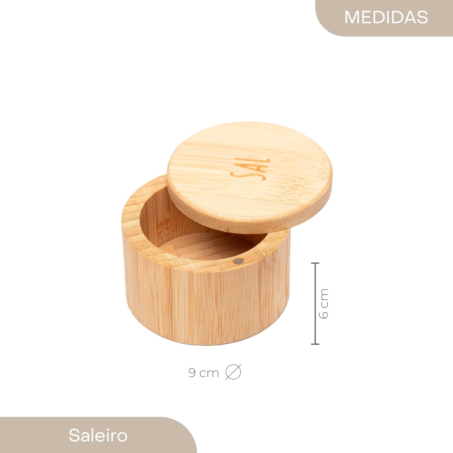 LYOR - Saleiro Redondo de Bambu com Tampa 9cm x 6cm