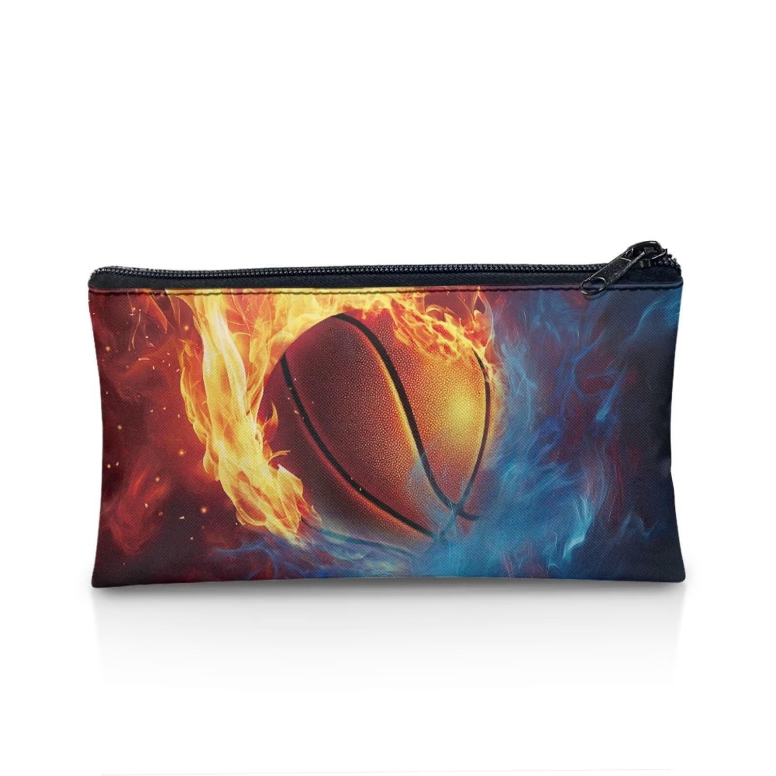 UOIMAG Fire Basketball Pencil Case Boys Secondary School Supplies Pencil Pouch Slim Zipper Pocket