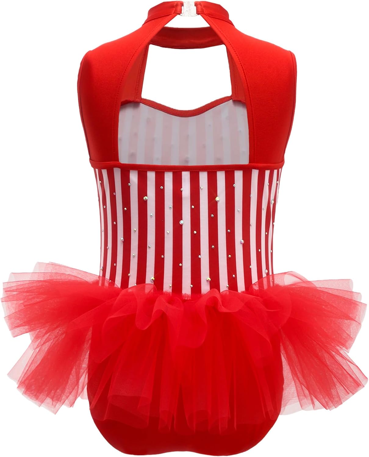 JEYPINMI Striped Gymnastics Leotards for Girls Sparkly Rhinestone One-Piece Circus Tumbling Unitards