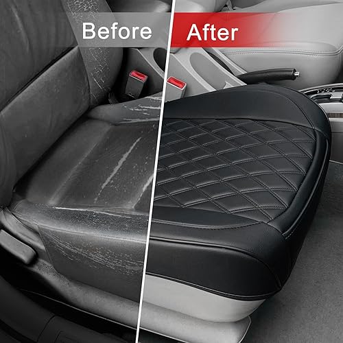 Miniatura 11 de Paquete de 2 fundas de cuero para asiento delantero de automóvil, antideslizantes y de envoltura completa, protectores de asiento de automóvil