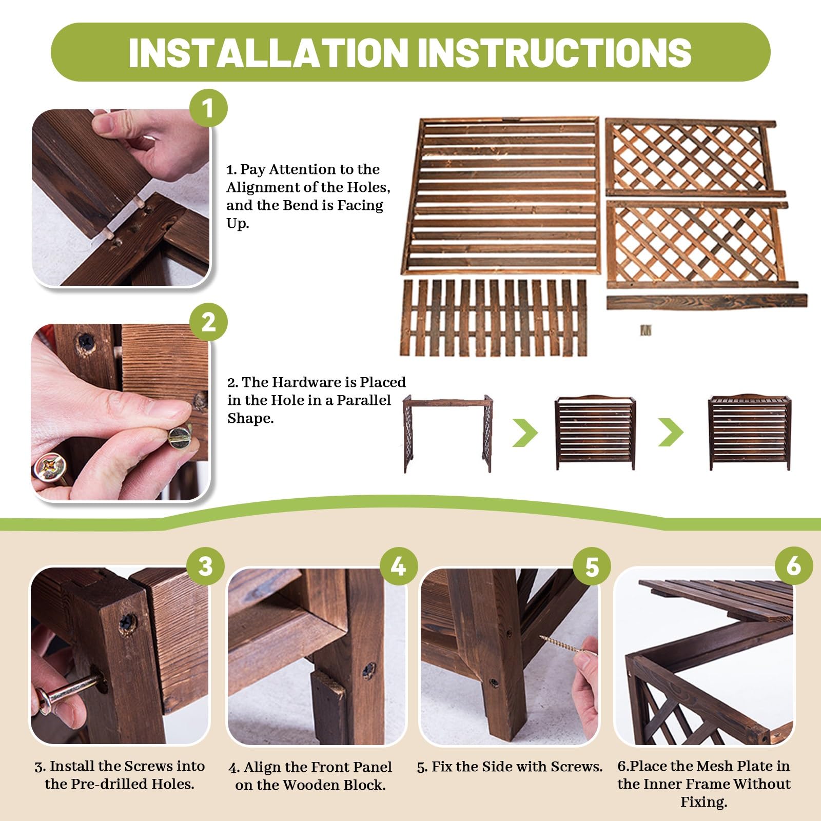 Cubierta Aire Acondicionado Exterior Madera Protector Aire Acondicionado Exterior Grande Valla De Madera Cubre Balcones Exterior Puesto De Flores Para Jardín Balcón Decoración Terraza(86x35x80cm)