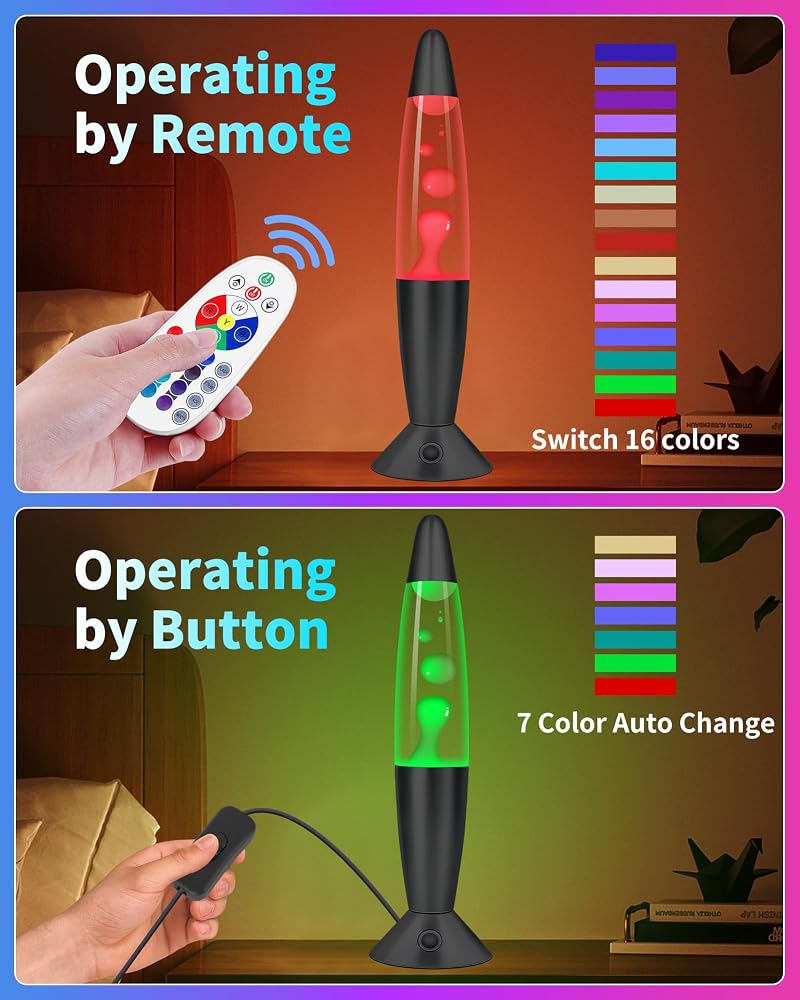 Color Changing Black Liquid Motion Lamps: 17 Colors LED Night Light for Adults with Remote & Timer, Smart Ambient Mood Lighting for Bedroom Office, Novelty Cool Christmas Birthday Gifts, 13 Inch