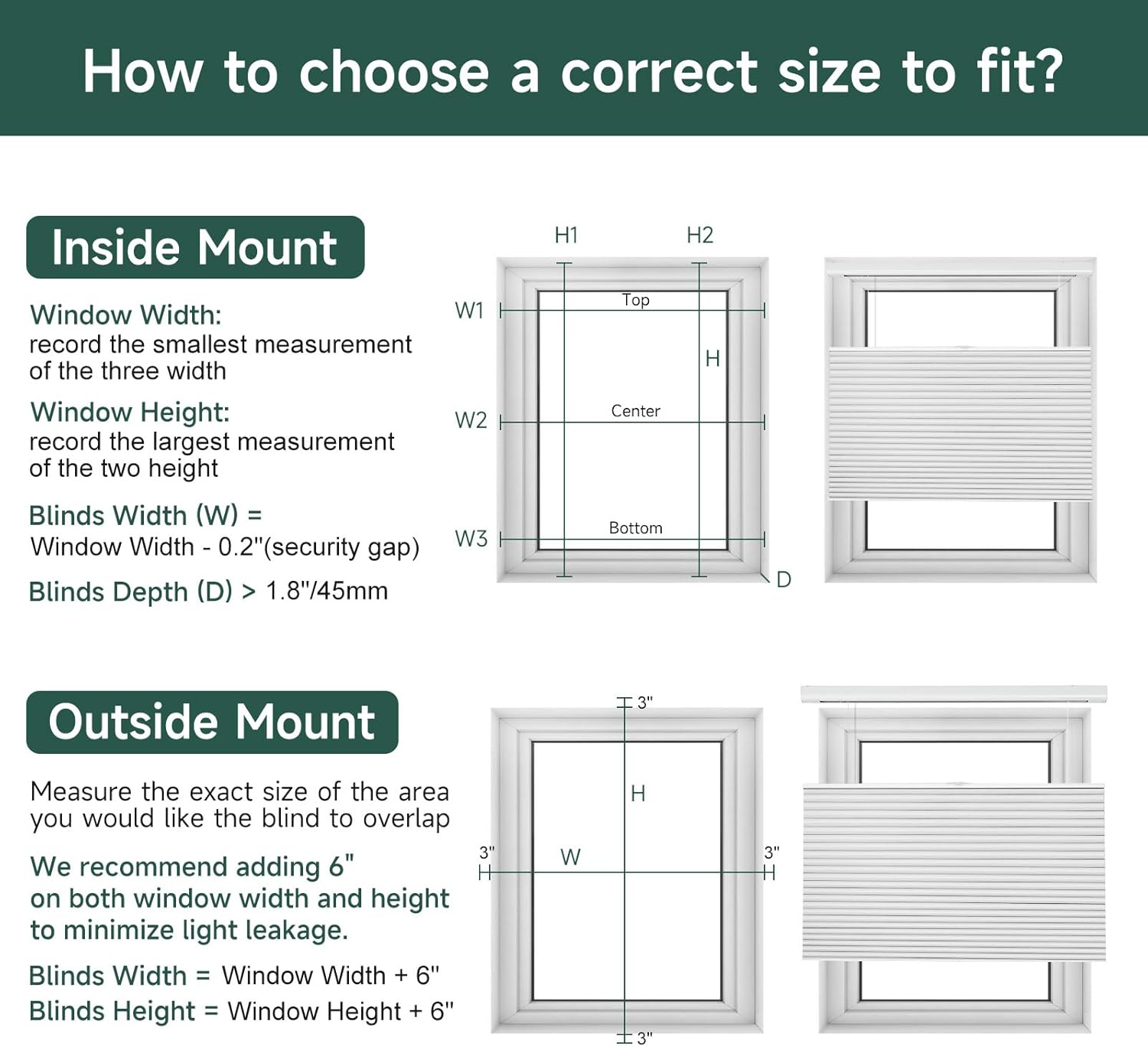 Top Down Bottom Up Blackout Cellular Shades, Custom Cordless Cellular Blinds for Indoor Windows with Self-balancing System, Light Filtering Privacy Honeycomb Blinds for Home Office, Light Green