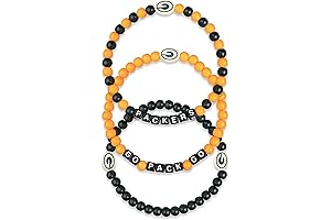 FOCO NFL Team Logo Officially Licensed 3-Pack Beaded Friendship Bracelets for Green Bay Packers Fans