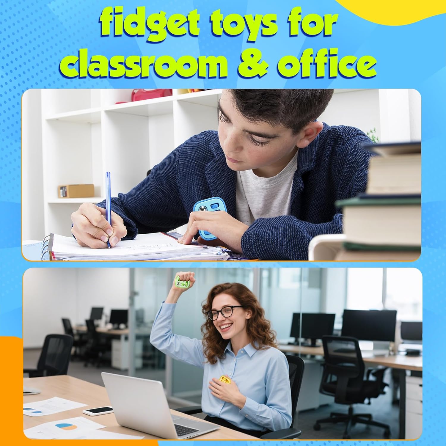 Handheld Fidget Toys for Kids Adults: Multi-Functional Silent & Audible Fidget Pad for ADHD Anxiety Relief - 3 Pack Stress Sensory Toys with Slider, Gears, Controller Stick, Balls - Classrooms Prize