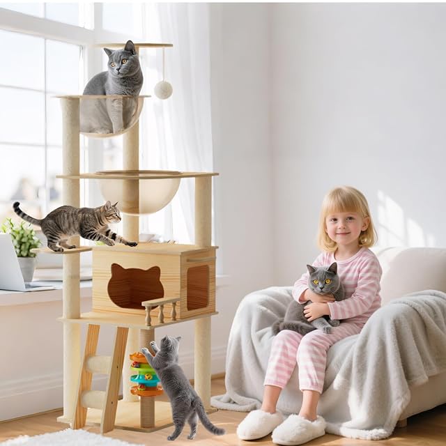 PETCUTE Torre de Gato Grande de Madera