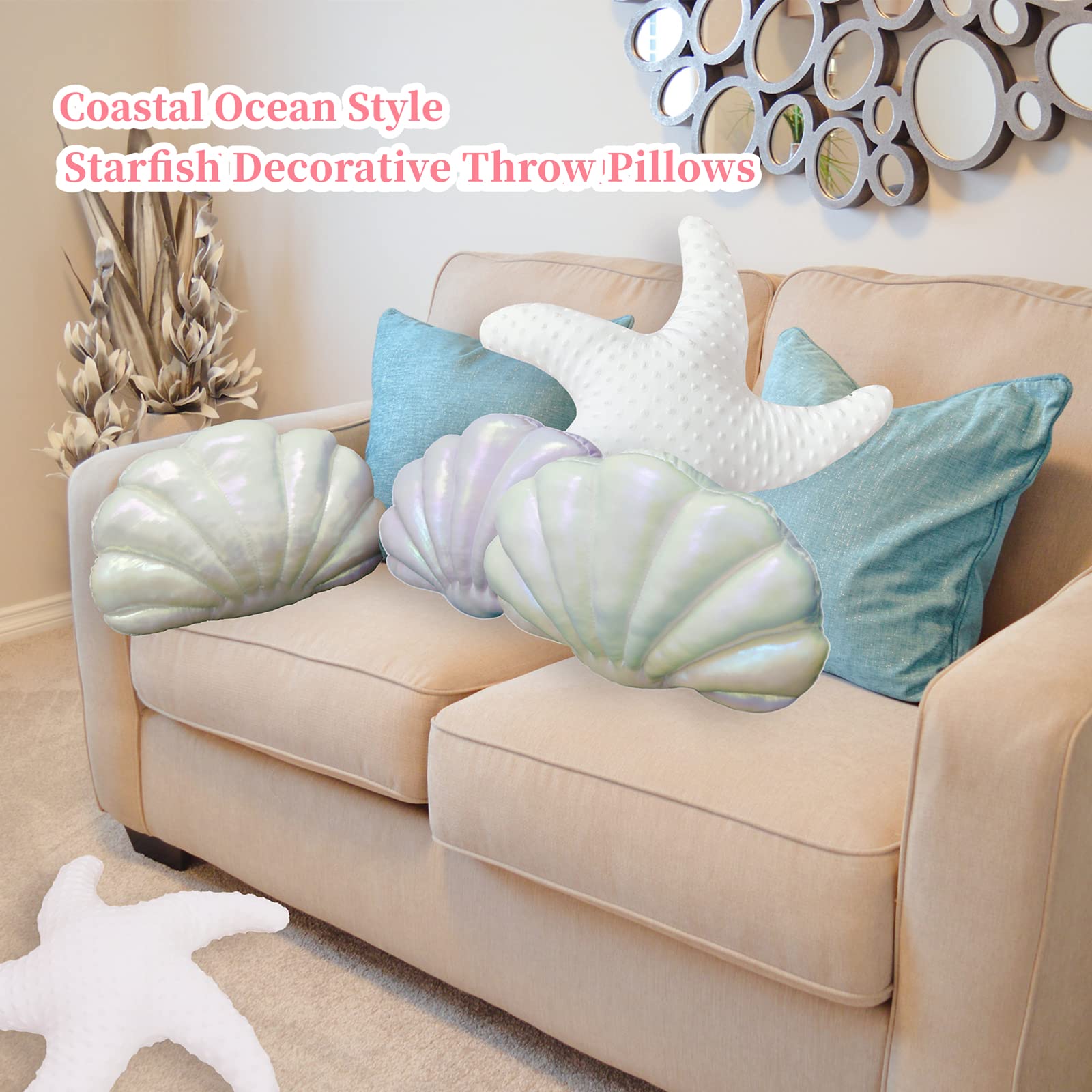 You Me & The Sea - 2 Federe Per Cuscino Rettangolari 30x50 Cm Double-Face Con Motivo Stella Marina E Oceano - Decorazione Estiva Per Casa E Spiaggia