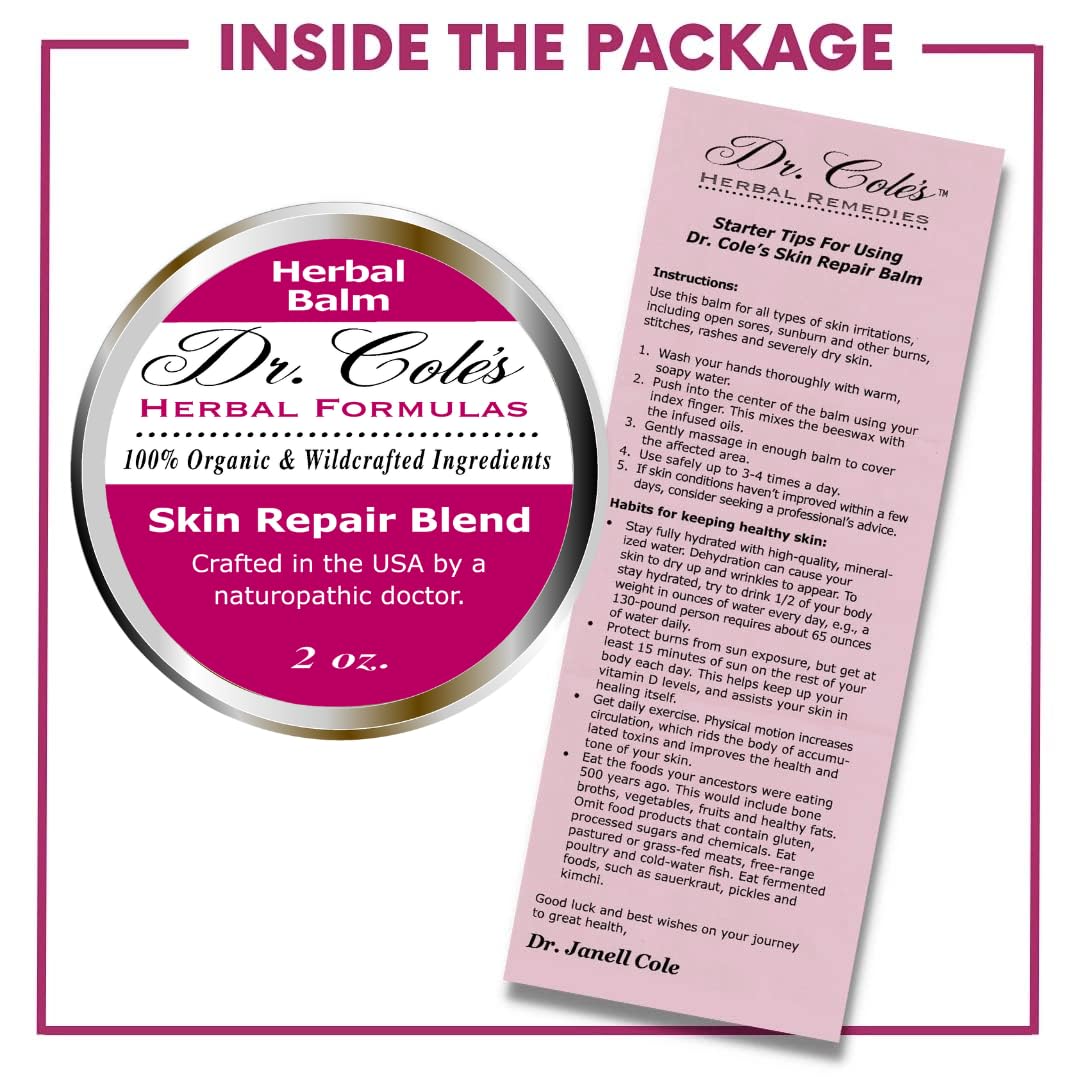 Dr. Cole's Organic Skin Repair Herbal Balm - Extra Strength Formula for Irritated Skin Relief