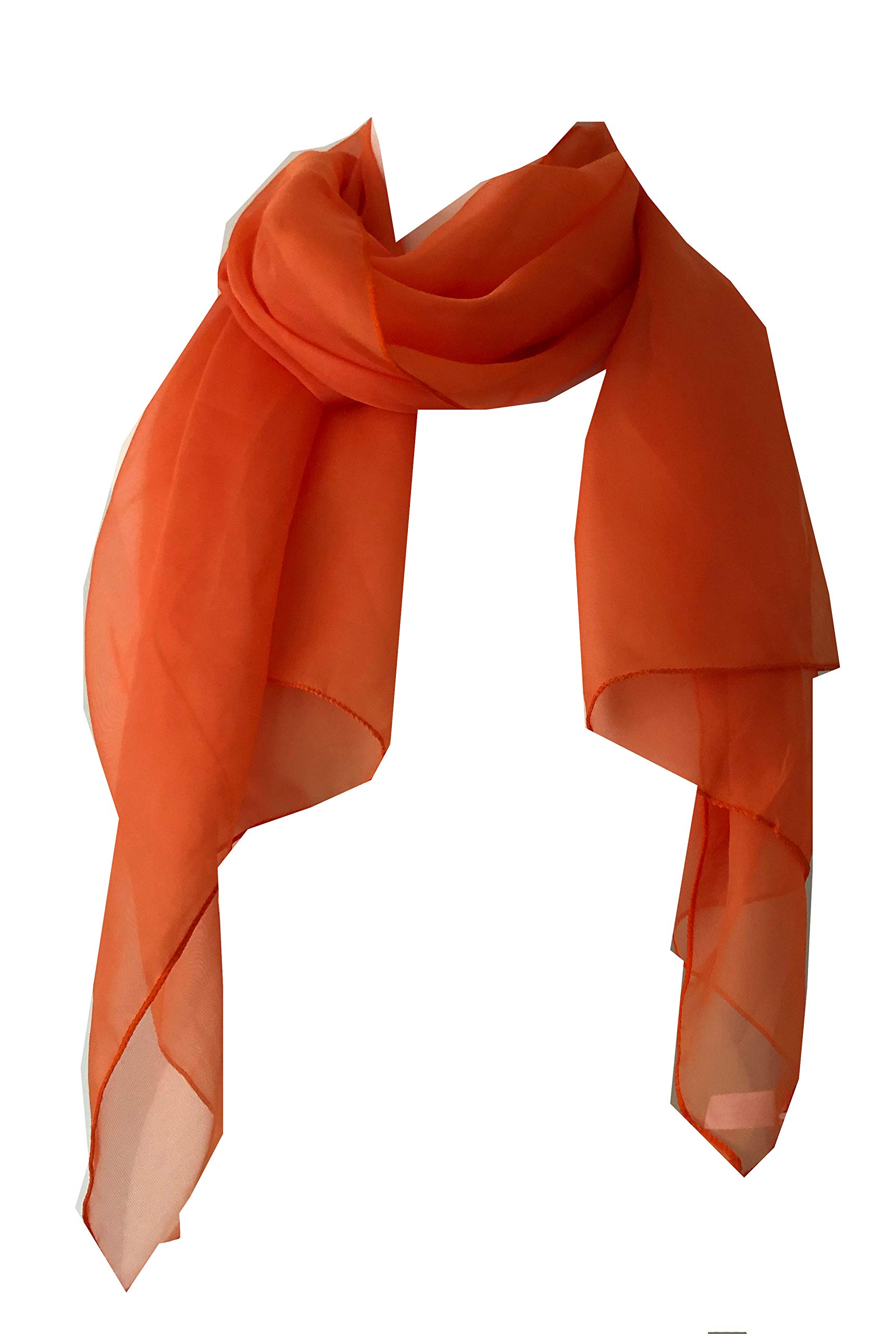 Pamper Yourself Now Women's Orange Plain Chiffon Style Scarf Thin Pretty Scarf Great For Any Outfit Lovely Gift