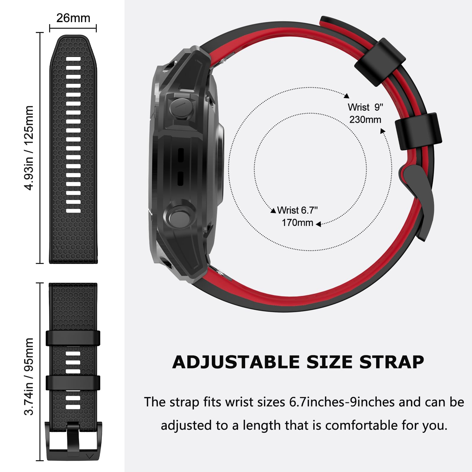 Bracelet Nylon 26mm Pour Garmin Fenix 6X Pro / 7X - Montage Rapide Et Confortable