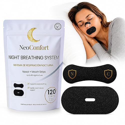 NeoConfort Tiras nasais e bocais para dormir 60 + 60, sistema 2 em 1 | Dilatador nasal, fita bucal r