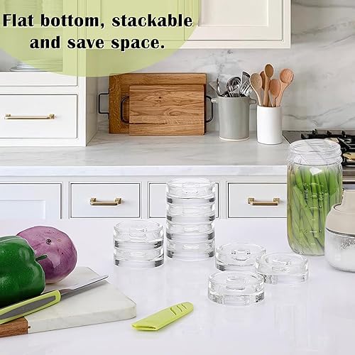 Miniatura 6 de BSTKEY Paquete de 9 pesas de fermentación, pesas de vidrio con mango de fácil agarre para frascos Mason de boca ancha, pesas de conservas para