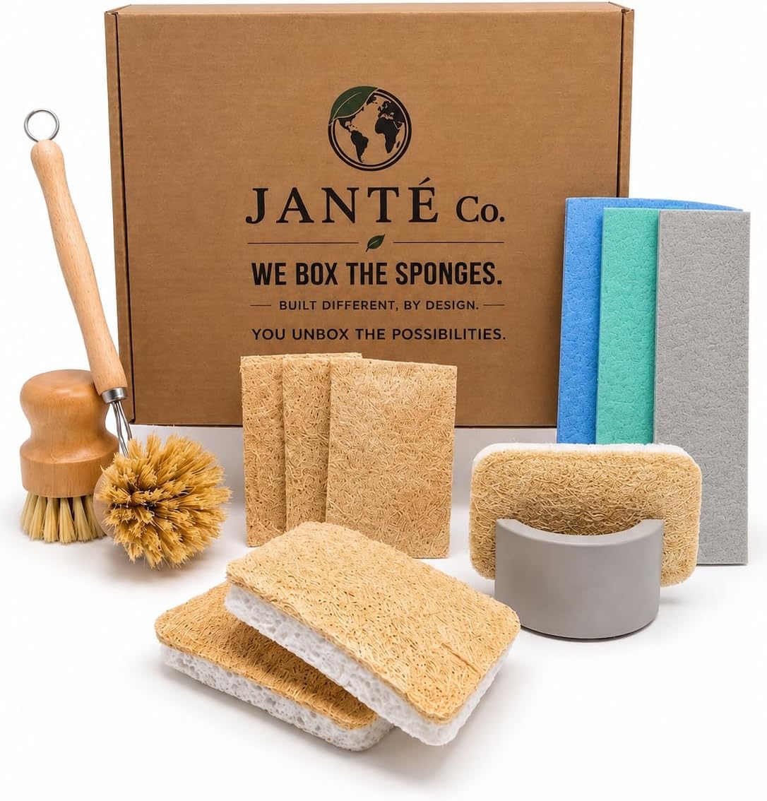 Janté Co. Plant-Based Dish Cleaning Set – Kitchen Scrubbers & Essentials