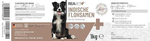 Foto 4 de 6 de ReaVET Semillas de psyllium indias para perros, gatos, caballos, 1 kg, puro en calidad premium